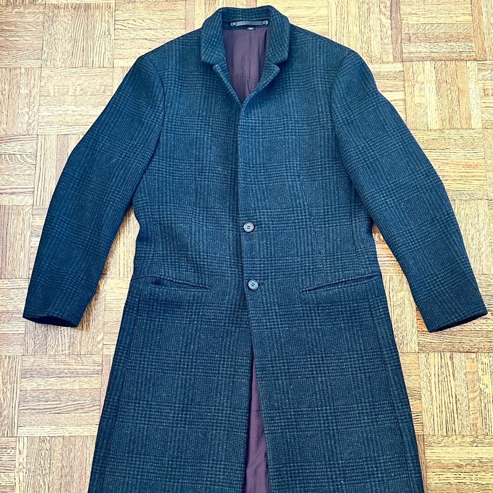 WARM! AllSaints Striped Pattern Long Peacoat Centinel Layered-Style